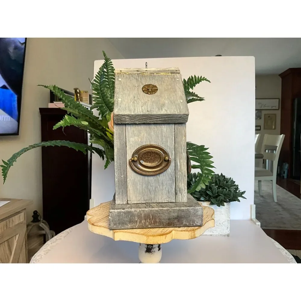 Incredible artist made birdhouse reclaimed wood vintage hardware accents 1 of 1